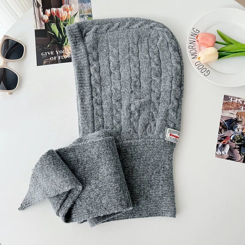 Oversize Hood Scarf Balaclava Hat Winter Ear Protection Windproof Warm Balaclava Hats Women Fashion Hat and Scarf Skullies Beani