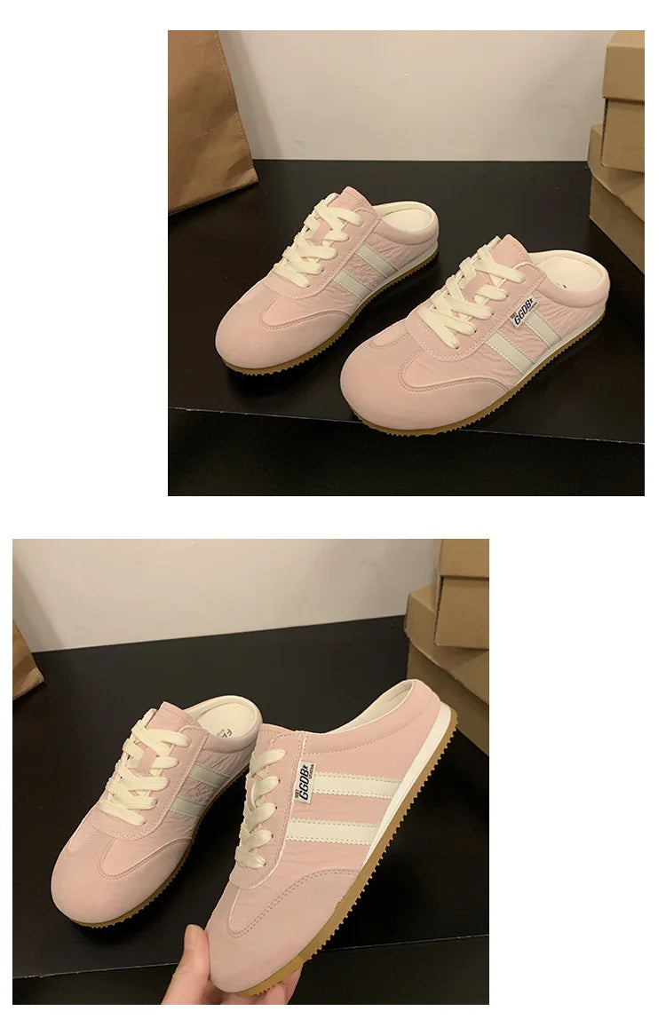 Women Fashion Slippers 2026 Summer Trend Casual Comfort Platform Flats Mules Slippers Lace-Up Non Slip Outdoor Female Slippers