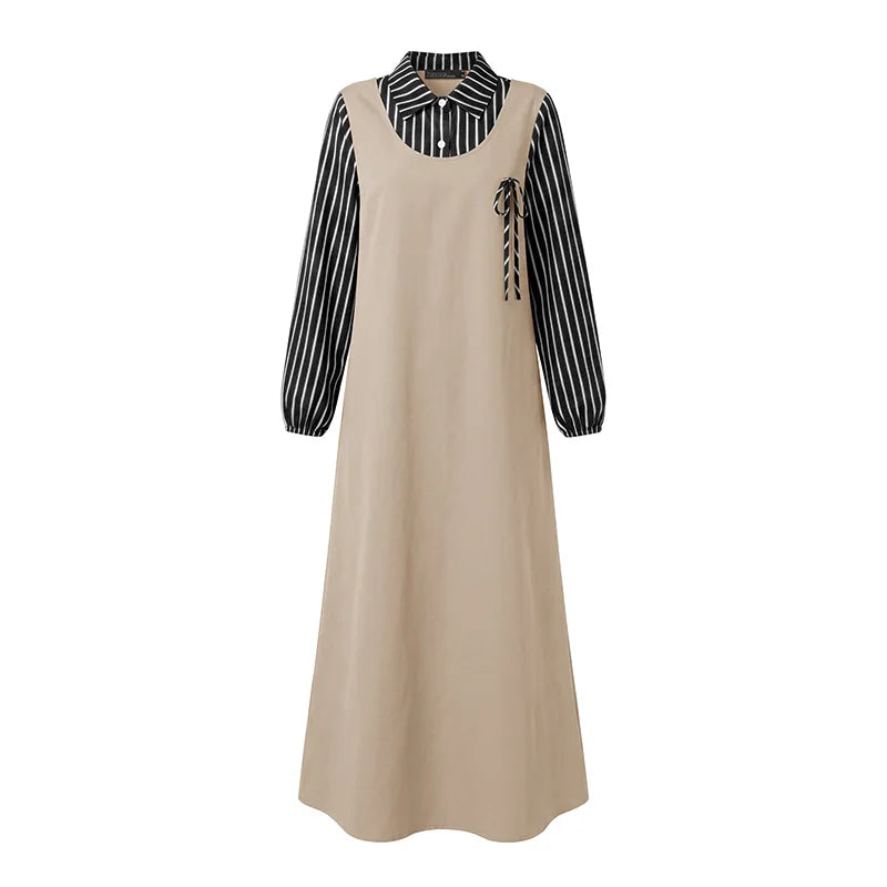 Elegant Striped Ramadan Maxi Dress
