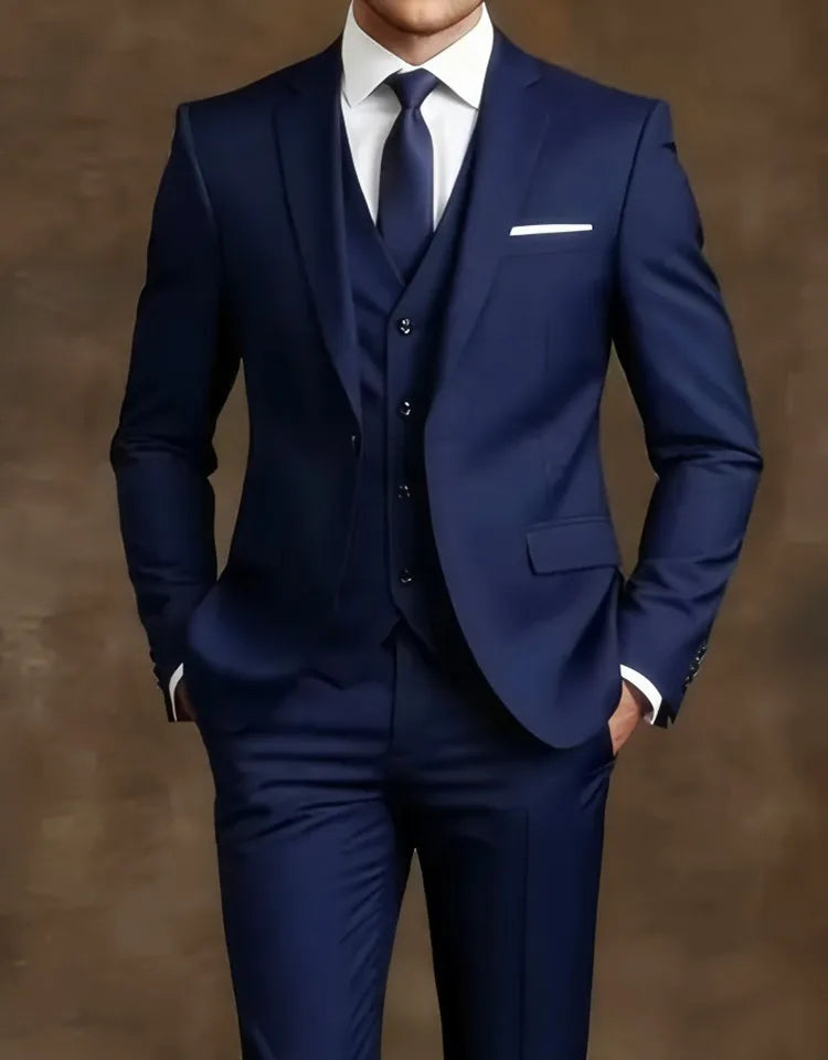 Men’s Elegant Slim Fit Tuxedo Suit Set – Classic Black Formal Suit for Weddings, Business, Parties & Special Occasions
