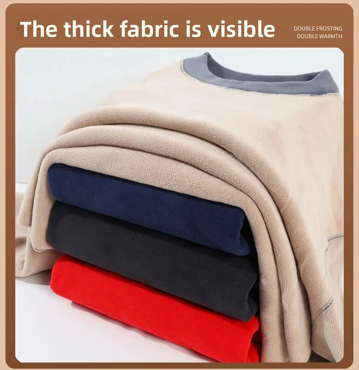 Men's Plus Size Fleece-Lined Thermal Underwear Set