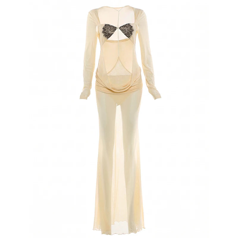 Women’s Patchwork Slim Maxi Dress