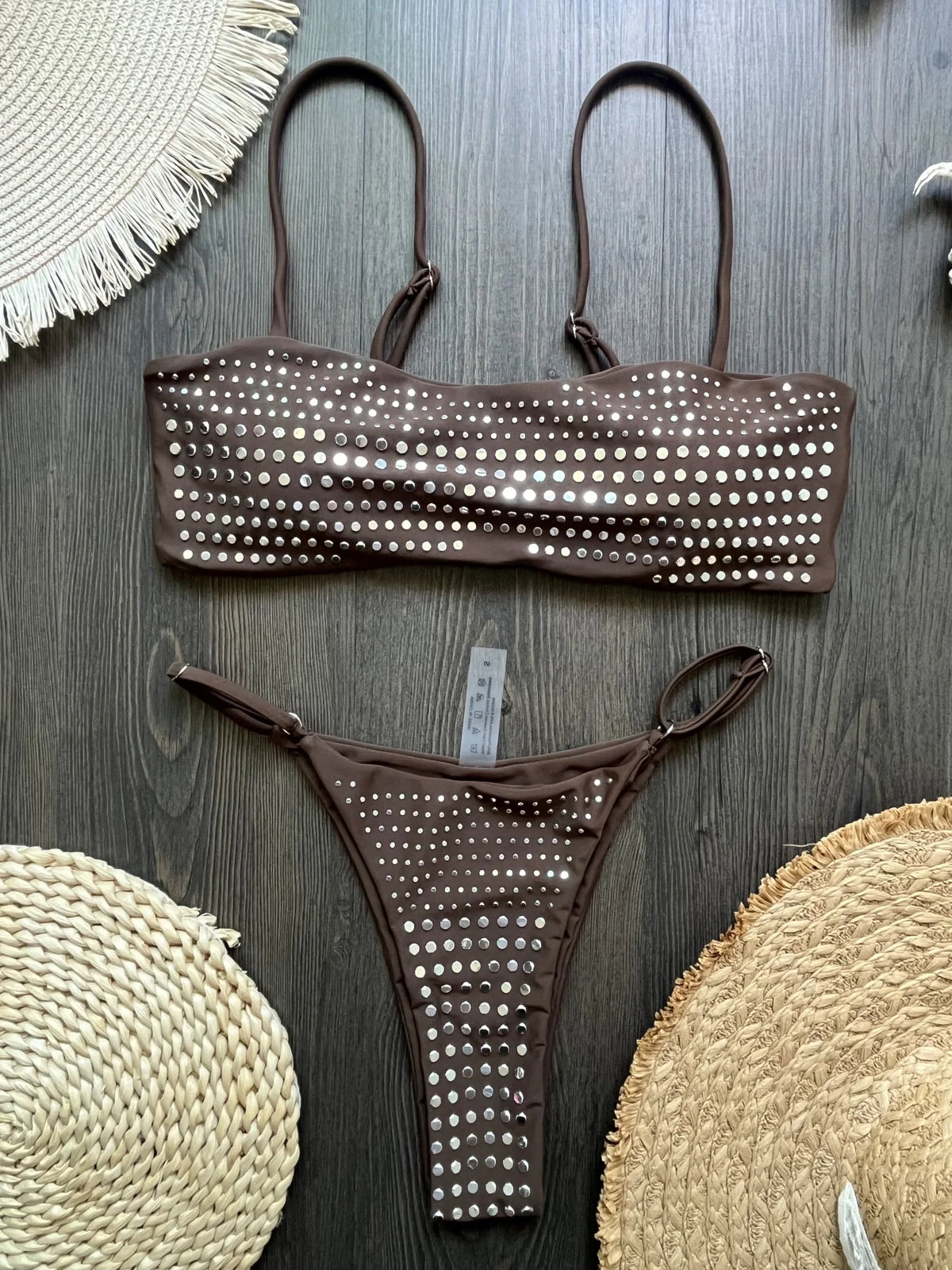 2025 Diamond Bikini Sexy Women Swimsuit Bandeau Biquini Push Up Swimwear Female Shiny Bathing Suits Floral Bodysuit Beachwear