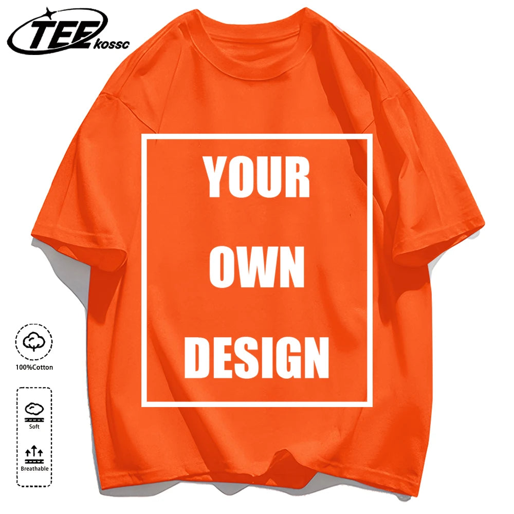 Customized LOGO Picture Men's Cotton T-Shirt Summer Colour Loose Short Sleeves Comfortable Fashion T Shirts Unisex O-Neck DIY Te