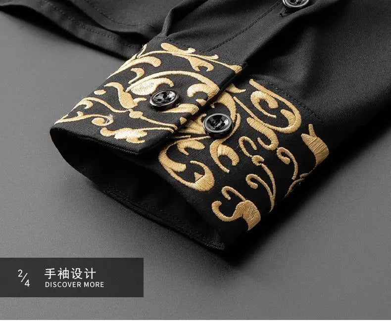 Japanese Style Light Luxury Summer Men's Square Collar Embroid Single Breasted Fashion Casual Long Sleeve Loose Shirts Tops