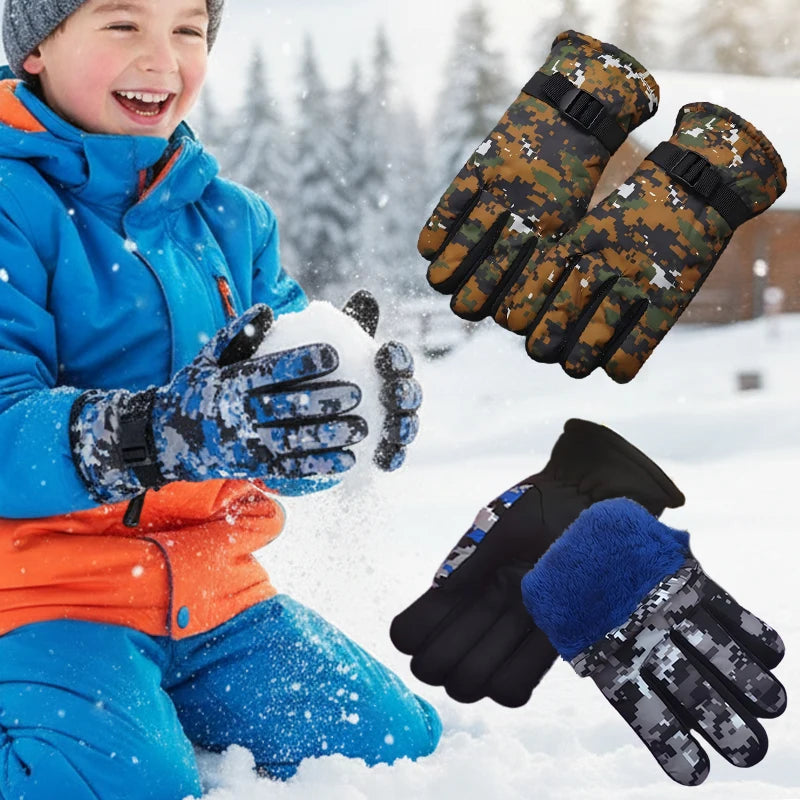 Kids Winter Warm Windproof Cold Weather Outdoor Sports Gloves for Boys Girls Fleece Snow Gloves Ski Gloves Boy Winter Glove