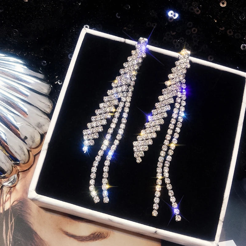 Crystal Zircon Geometric Drop Earrings