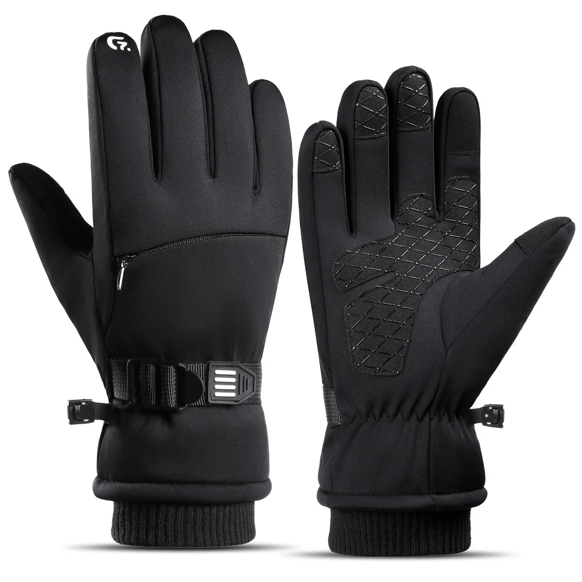 Outdoor Winter Gloves Men Women Thermal Touchscreen Water Resistant Anti Slip Zipper Pocket Gloves for Hiking Cycling