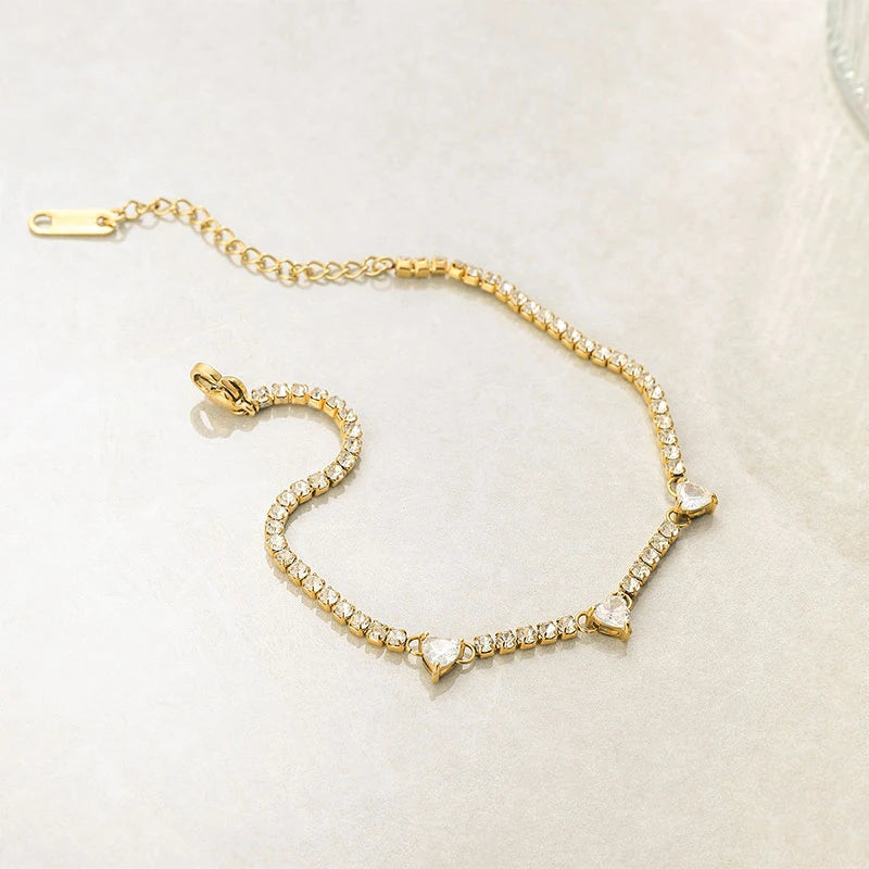 Women’s Heart Moissanite Tennis Bracelet – 14K Gold-Filled Fine Jewelry Gift