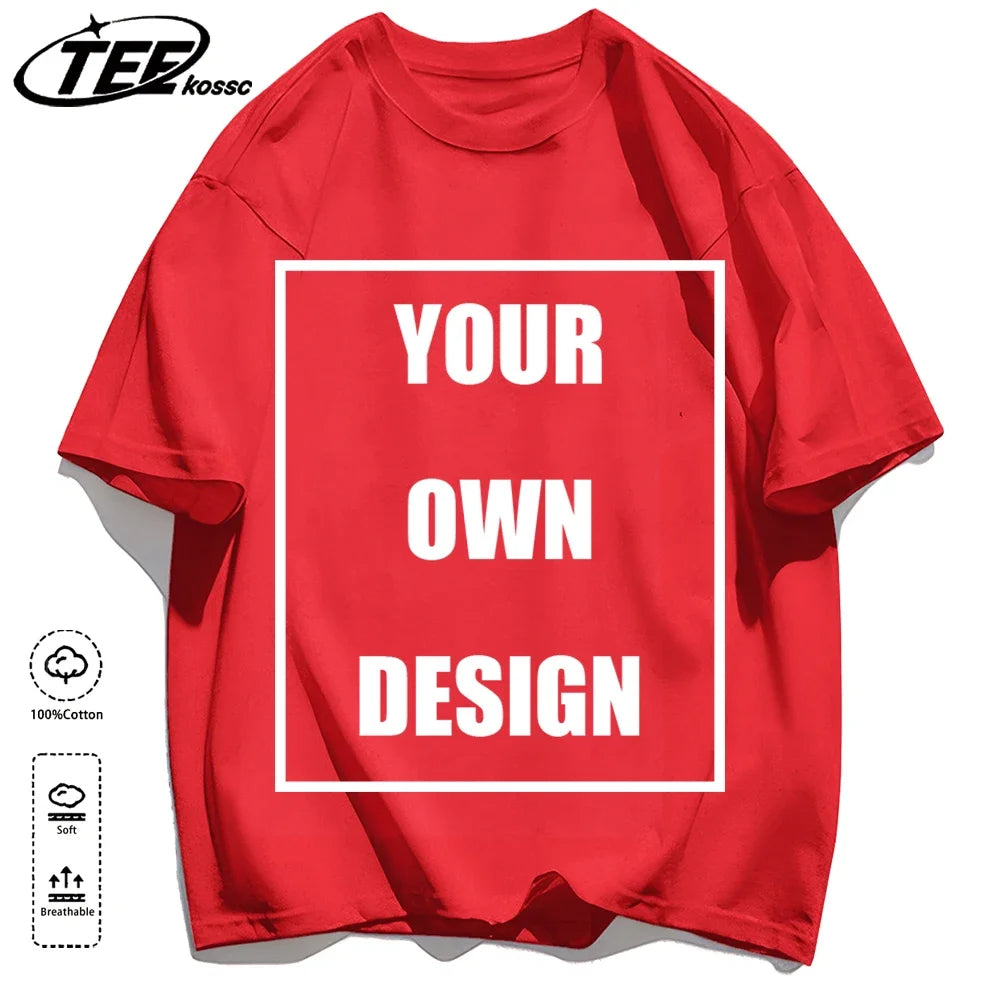 Customized LOGO Picture Men's Cotton T-Shirt Summer Colour Loose Short Sleeves Comfortable Fashion T Shirts Unisex O-Neck DIY Te