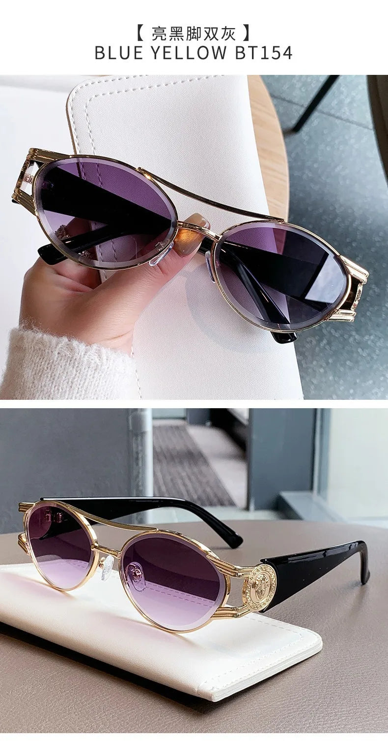Unisex Oval Gradient Fashion Sunglasses