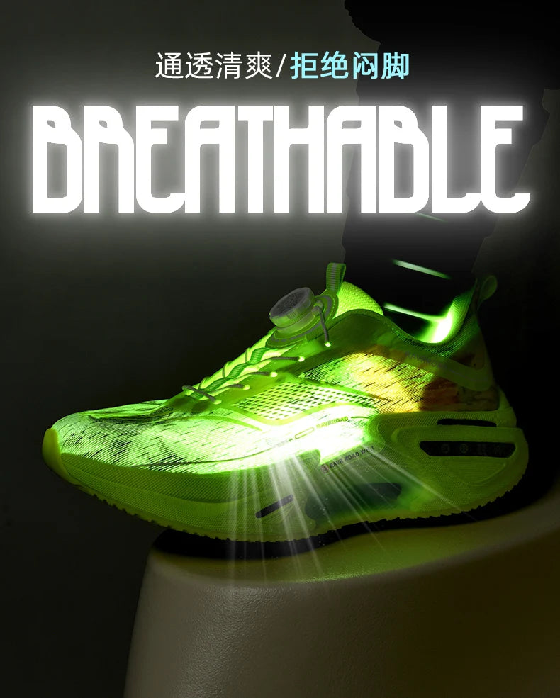 Elastic Speed Running Shoes for Men, Carbon Plate Push Rotating Buckle Sports Shoes for Women, Professional Shock-Absorbing