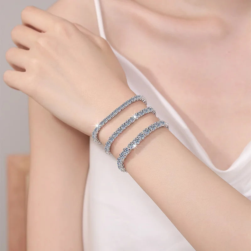 Factory Price D VVS1 Moissanite Tennis Bracelet – 925 Sterling Silver Single Row Classic Bracelet for Women & Men with GRA Certificate