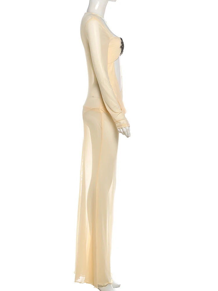 Women’s Patchwork Slim Maxi Dress