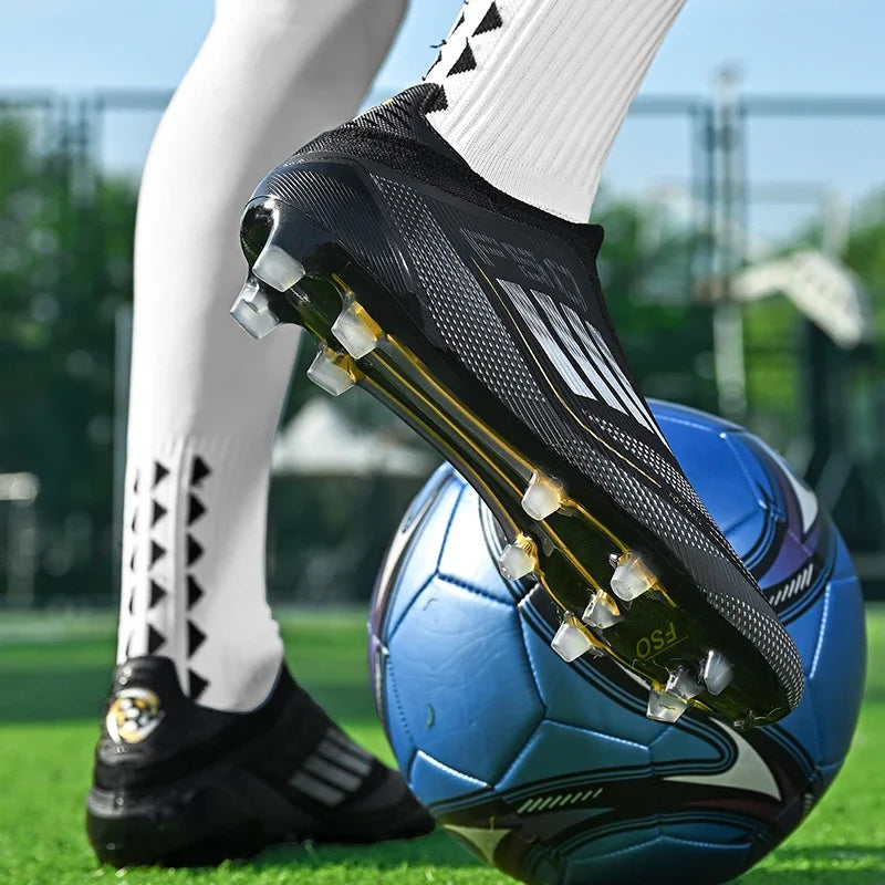 Men's Football Boots Without-lace Youth FG/TF Field Training Studded Fast Soccer Cleats Professional Non Slip Football Shoes