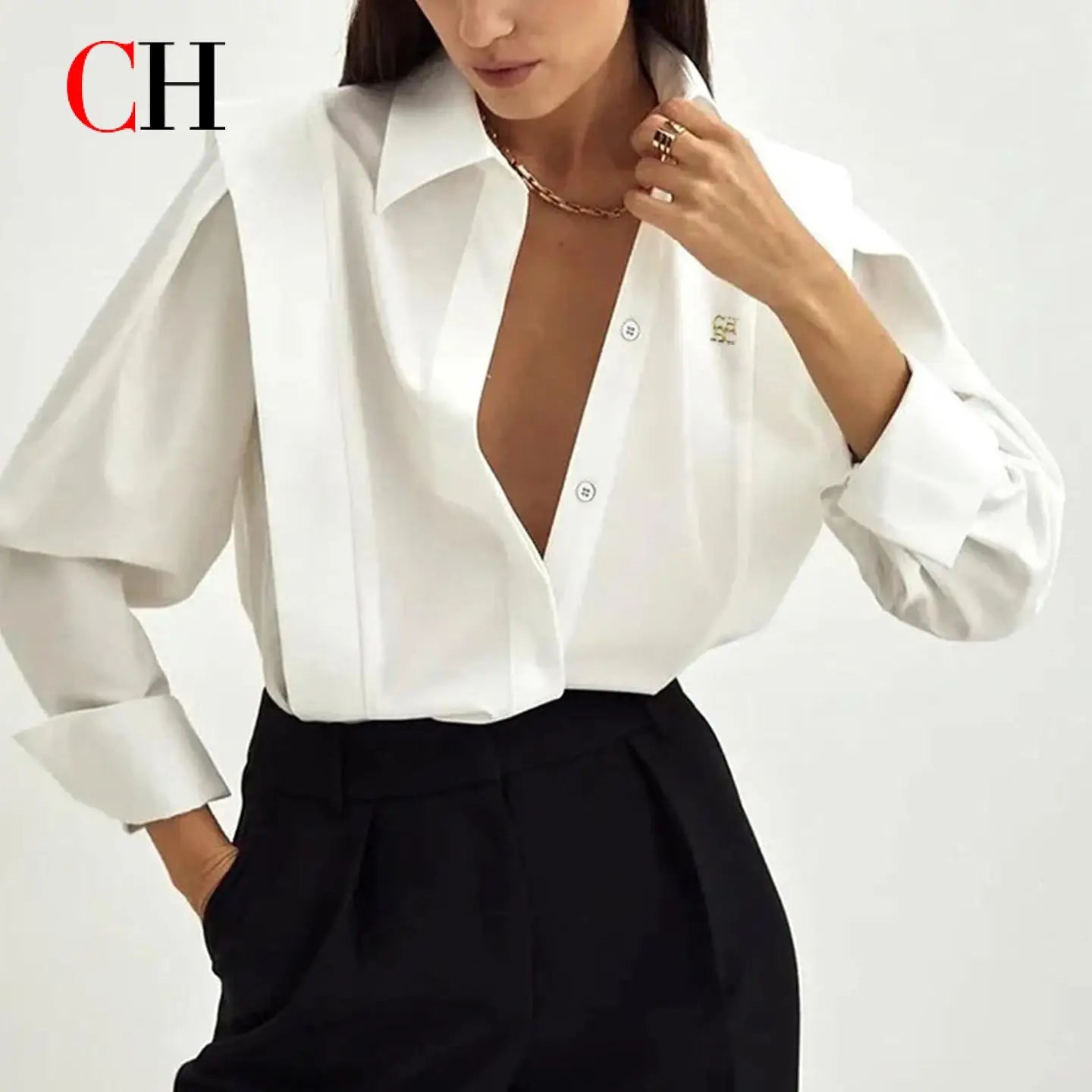 Women’s Classic V-Neck Button Top