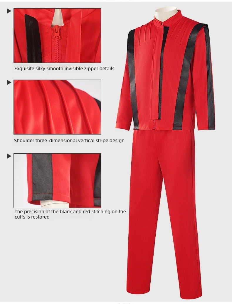 Michael Jackson Coat Pant Set Michael Scary Night Premium Overcoat Red Leather Jacket Vintage Thriller Party Cosplay Costume