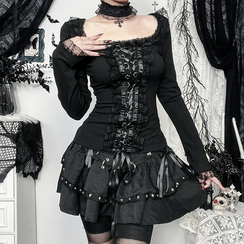Women’s Gothic Lace Long Sleeve Top