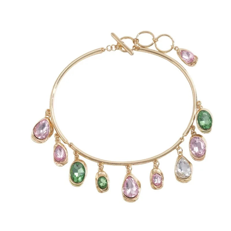 Women’s Boho Water Drop Wood & Rhinestone Necklace