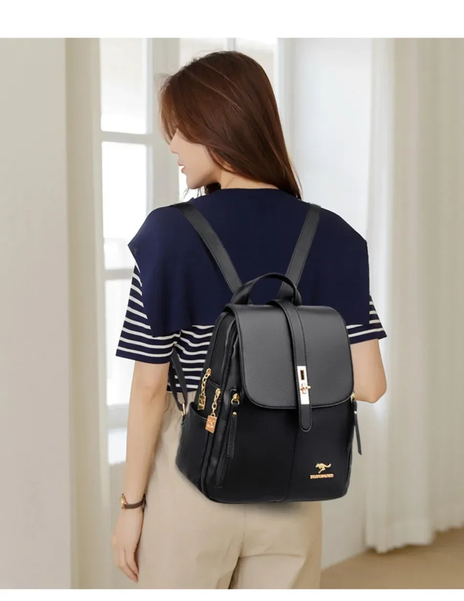 Women’s Casual Waterproof Synthetic Leather Backpack