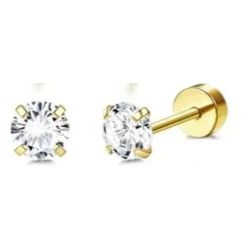 14K Gold-Plated Stainless Steel Classic Stud Earrings