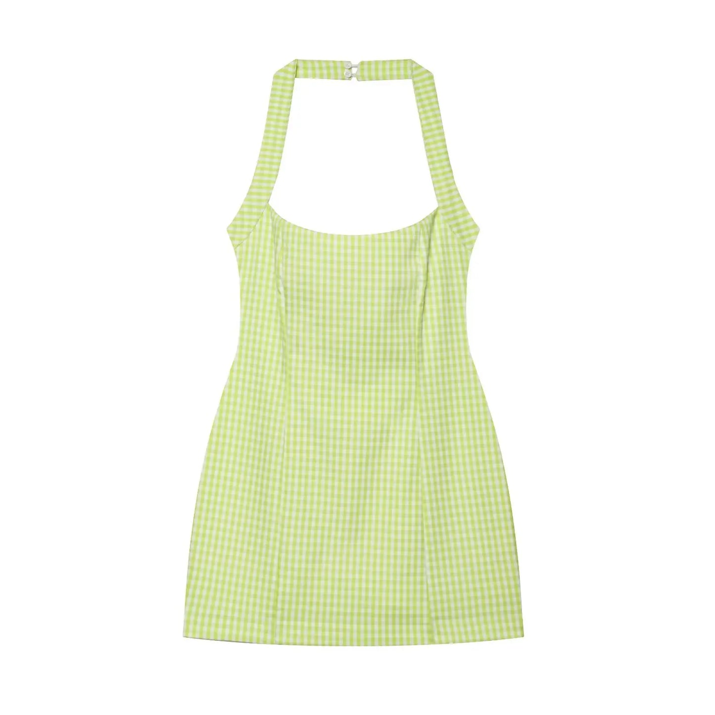 Women’s Plaid Backless Mini Dress.