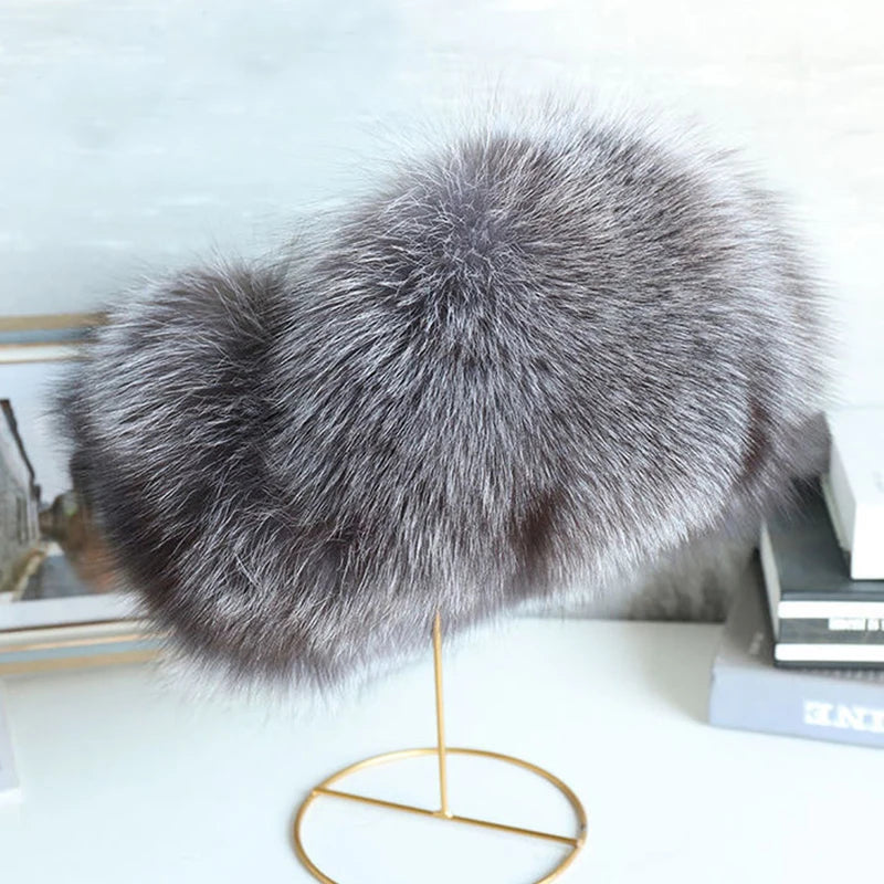 Natural Raccoon Fur Hat Women Black Fox Fur Russian Ushanka Hats Winter Warm Ears Bomber Cap