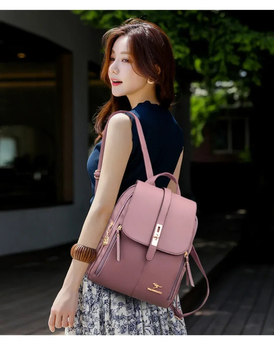 Women’s Casual Waterproof Synthetic Leather Backpack