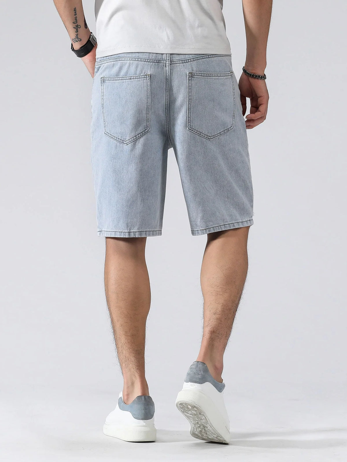 Men Summer Fashion Denim Shorts Jeans For Men Streetwear Letter Ripped Knee Length Baggy Comfort Cargo Casual Shorts Pants Jeans