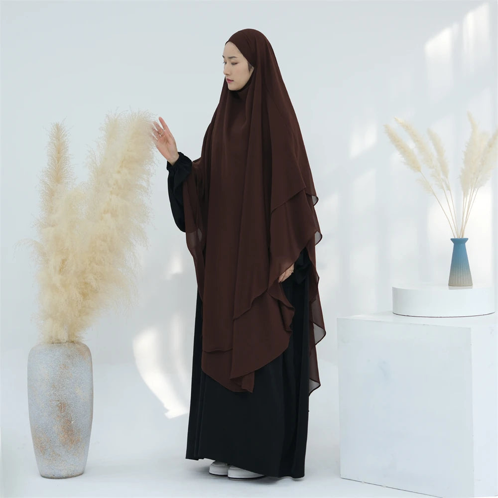 Women’s Elegant Chiffon Khimar & Abaya Set