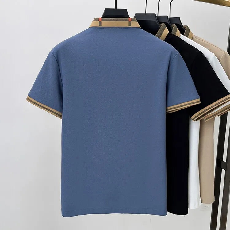 Luxury brand logo short sleeve polo shirt men summer new high-end silk cotton breathable Paul T-shirt fashion casual men's wear