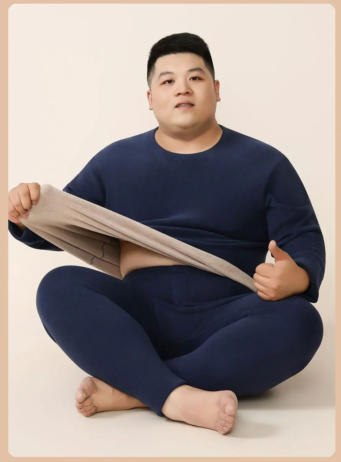 Men's Plus Size Fleece-Lined Thermal Underwear Set