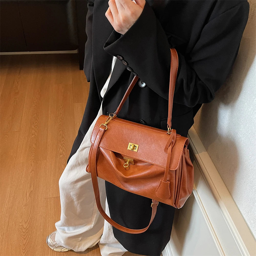 Women’s Vintage PU Flap Shoulder & Crossbody Bag