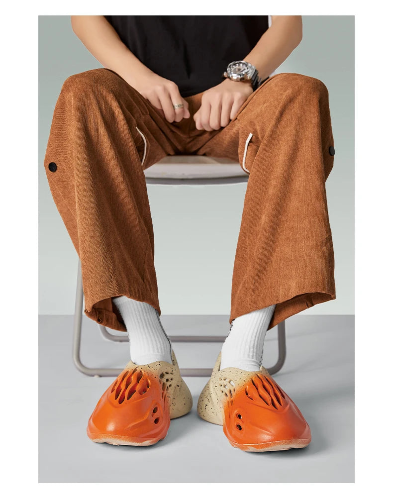 Summer New Couple Hole Shoes Beach Sandals Plus Size Korean Fashion Versatile Casual Men's Slippers Platform Sandals