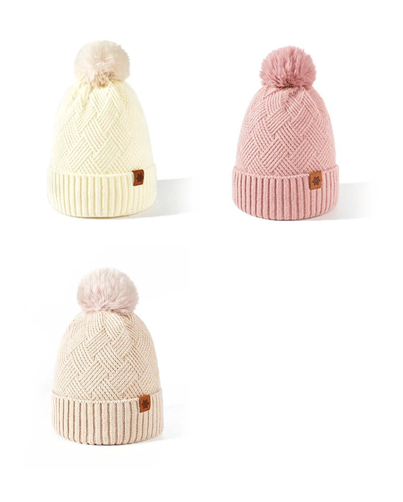 Men's / Women's Outdoor Warm Fleece-lined Knitted Hats Winter Cold-proof Double-layer Stocking Cap One/three-piece Set Skullies