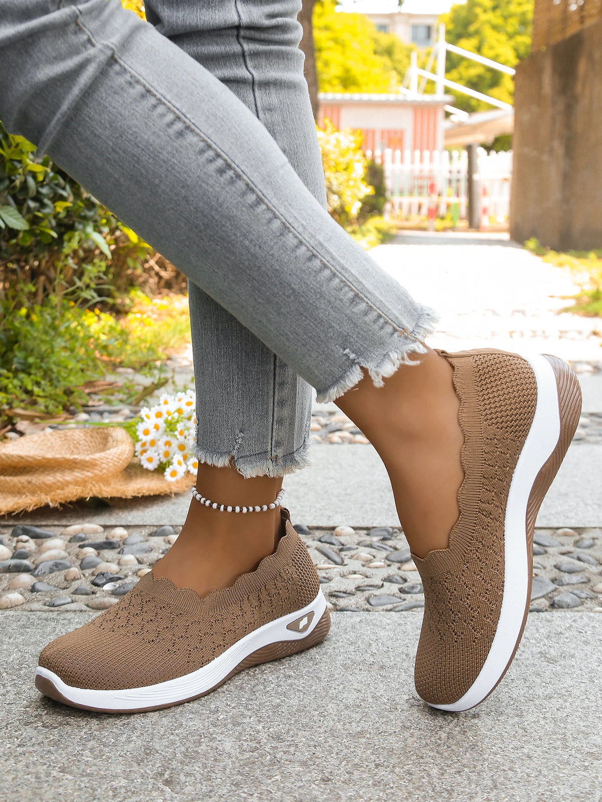 Women's 2026 Summer Breathable Knit Slip-On Sneakers Ultra Lightweight Soft Sole Comfortable Casual Loafers for Daily Work Walk