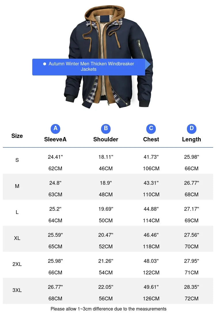 Men's Hooded Winter Windbreaker Jacket