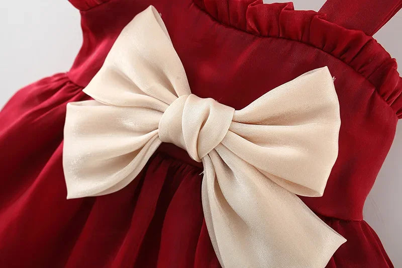 Girls Sweet Bow Summer Princess Dress