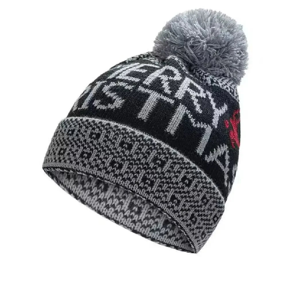 New Winter Warm Snowflake Pompom Knitted Wool Hats Fashion for Women Men Lover Couple Chirstmas Beanies Valentine's Day Gift Cap