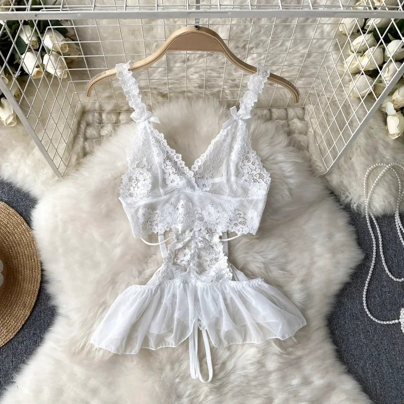 Women’s Floral Lace Strapless Mini Dress