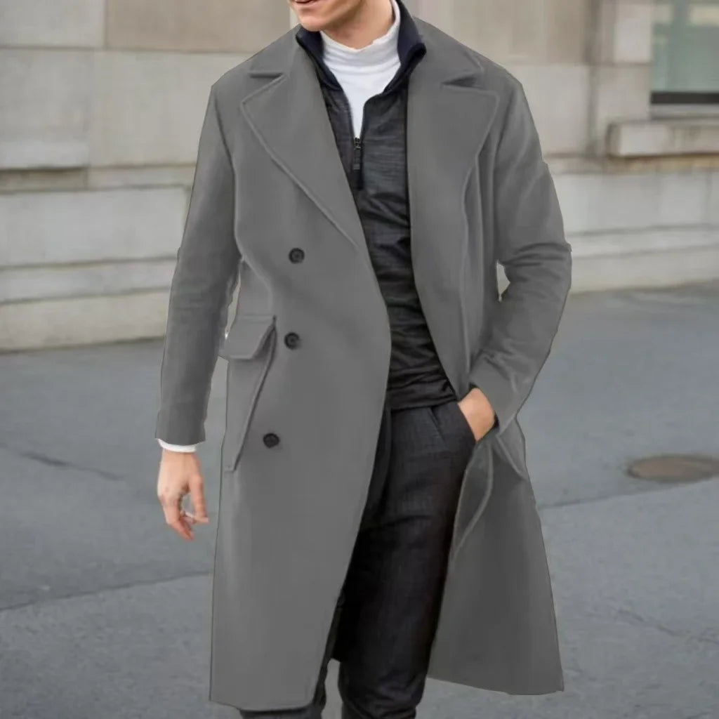 Elegant Men Winter Trench Coat Luxury Peak Lapel High Quality Long Coat for Business And Wedding Dresses Customized Elegant Men