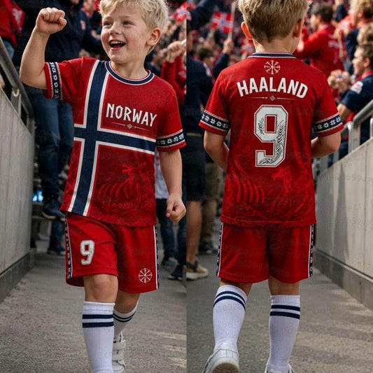 Haaland No. 9 Norway Football Jersey and Shorts 2-Piece Set
