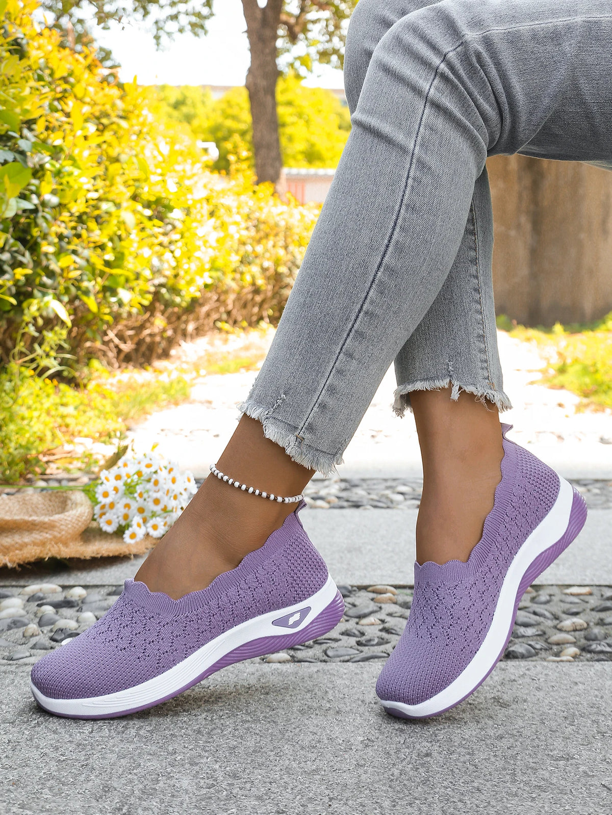 Women's 2026 Summer Breathable Knit Slip-On Sneakers Ultra Lightweight Soft Sole Comfortable Casual Loafers for Daily Work Walk