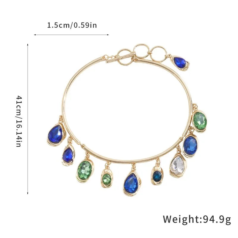 Women’s Boho Water Drop Wood & Rhinestone Necklace