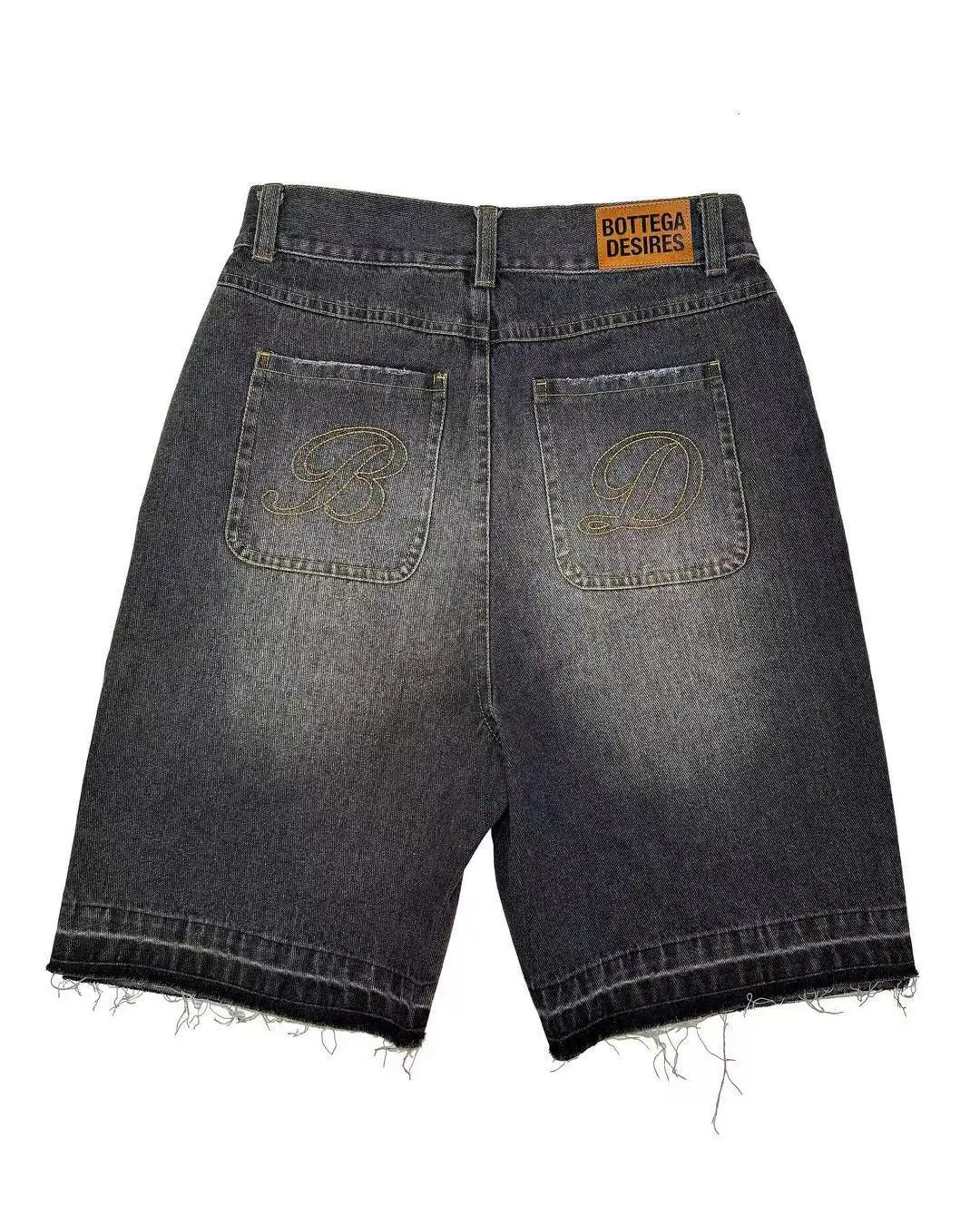 American Style Harajuku Retro Denim Shorts with Letter Embroidery Oversized Jeans Men Y2k Loose Casual Versatile Shorts Woman