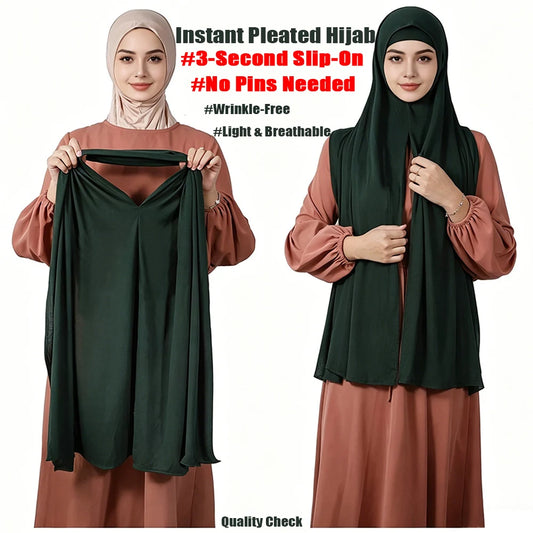 Women’s Lightweight Pleated Instant Hijab Scarf
