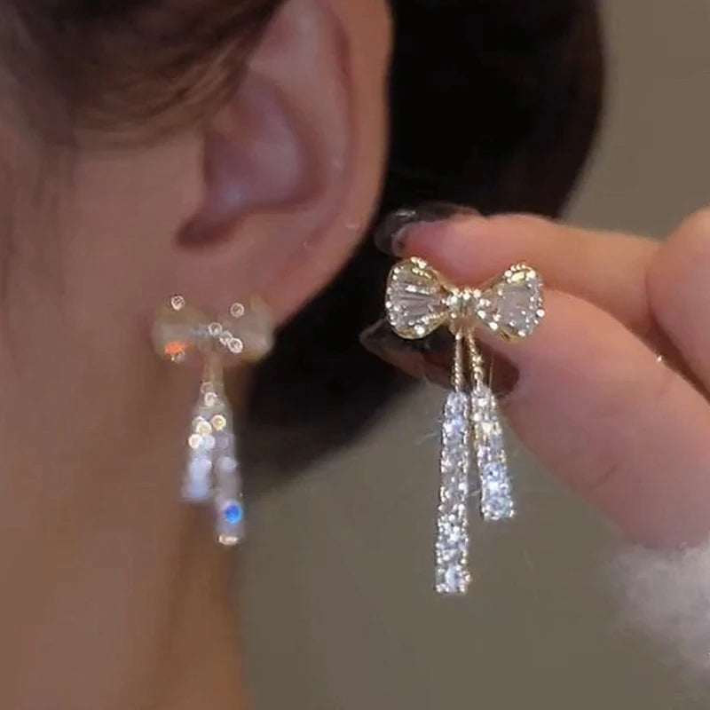 Bowknot Cubic Zirconia Stud Earrings