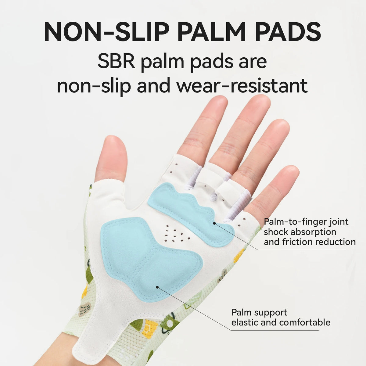 ROCKBROS Children Sports Gloves Non-Slip Wear-Resistant with SBR Palm Pads Cycling Gloves Childlike Graffiti Bike Riding Gloves