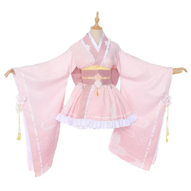 Anime Uraraka Ochaco Boku No Cosplay Costume Wig Kimono Lovely Pink Lolita Dress Hallowen Carnival Party Suit