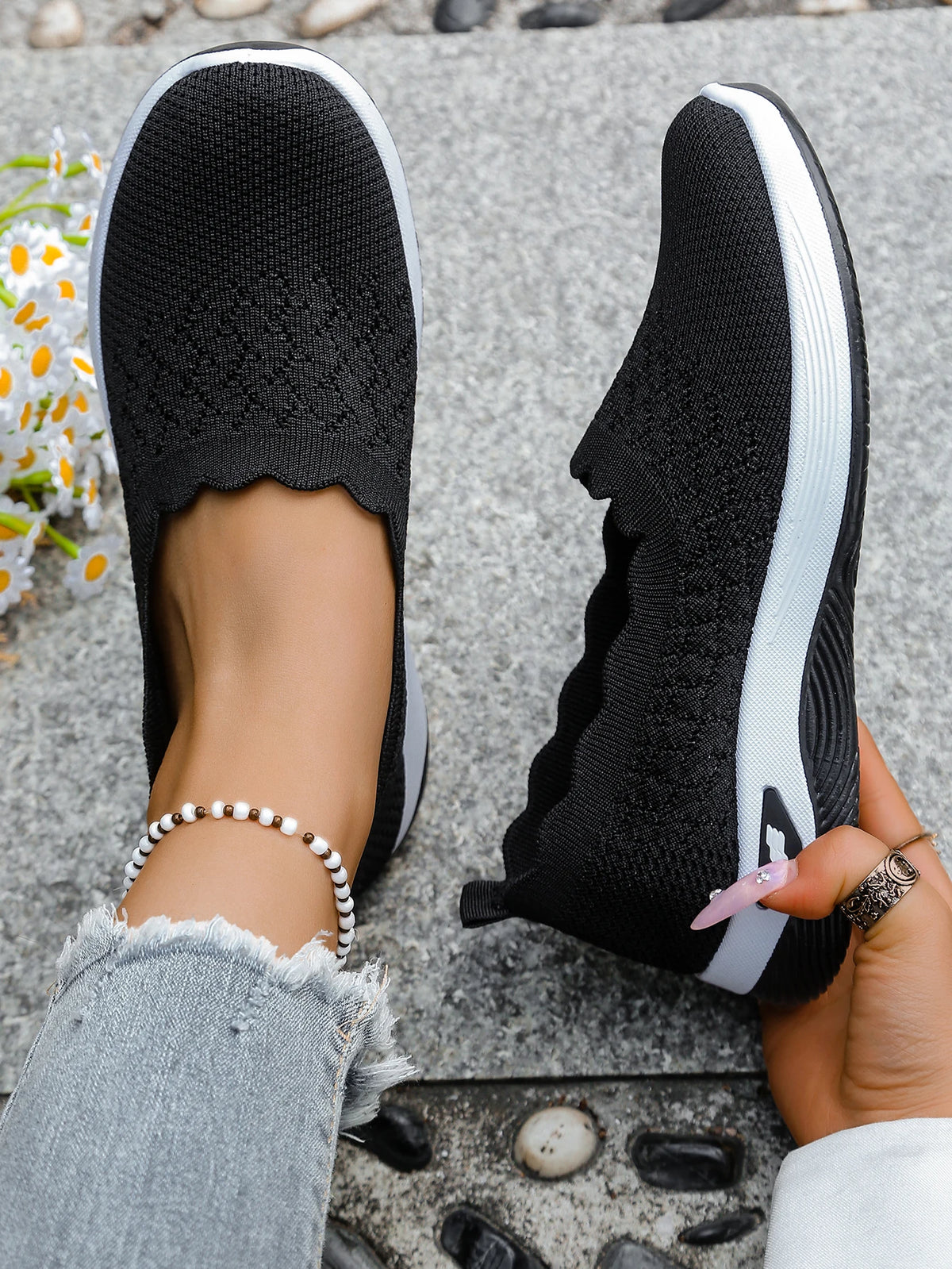Women's 2026 Summer Breathable Knit Slip-On Sneakers Ultra Lightweight Soft Sole Comfortable Casual Loafers for Daily Work Walk